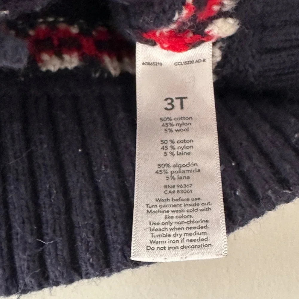 OshKosh B'gosh Kids Navy Red Snowflake Fair Isle Cardigan‎ Sweater 3T